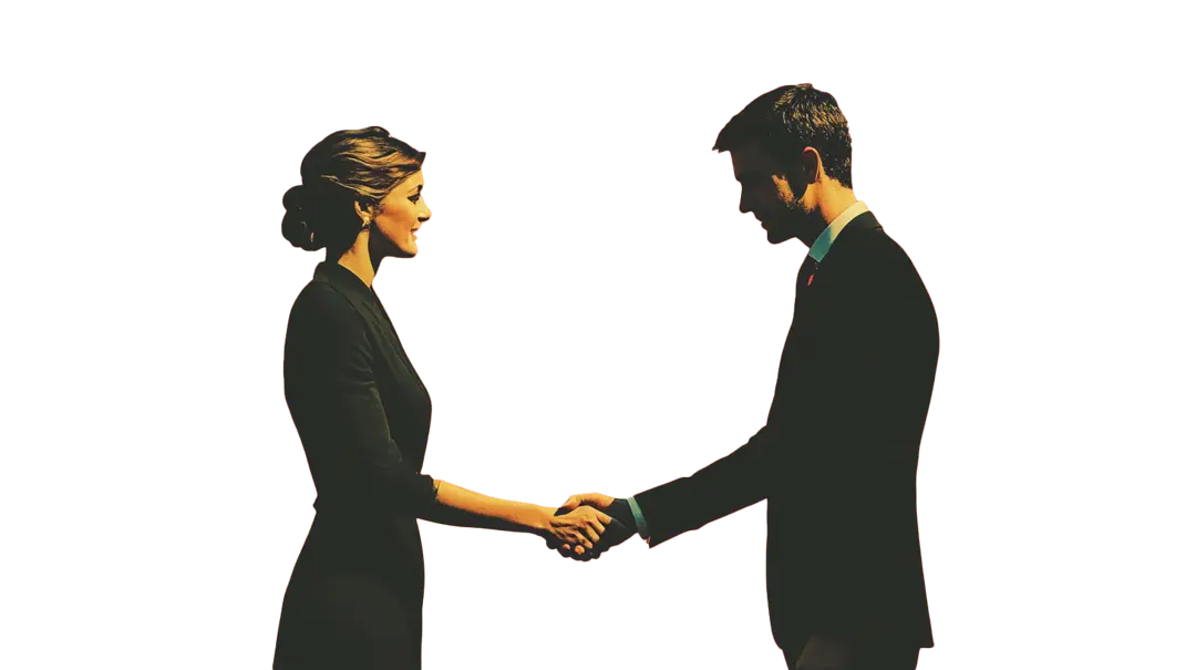A man and a woman shaking hands.